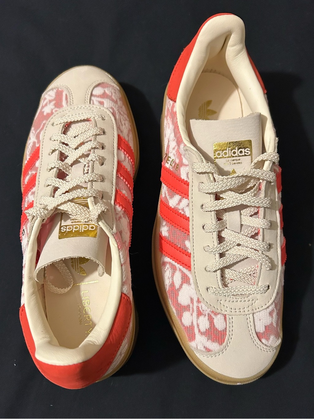Adidas Gazelle Liberty London Better Scarlet Gum Shoes - Picture 1 of 10